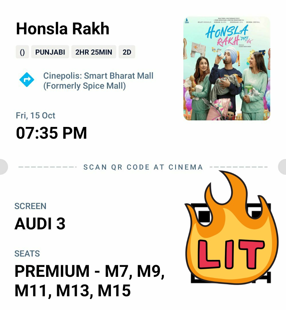 SimranK1097's tweet photo. Finally bookings done for tomorrow's show!!  😍❤️
Super excited for the movie ! 🎥💕

And to seeeee you @diljitdosanjh ❤️❤️❤️❤️
#HonslaRakh #HonslaRakh1DayToGo #DiljitDosanjh https://t.co/qECqZBLPCm