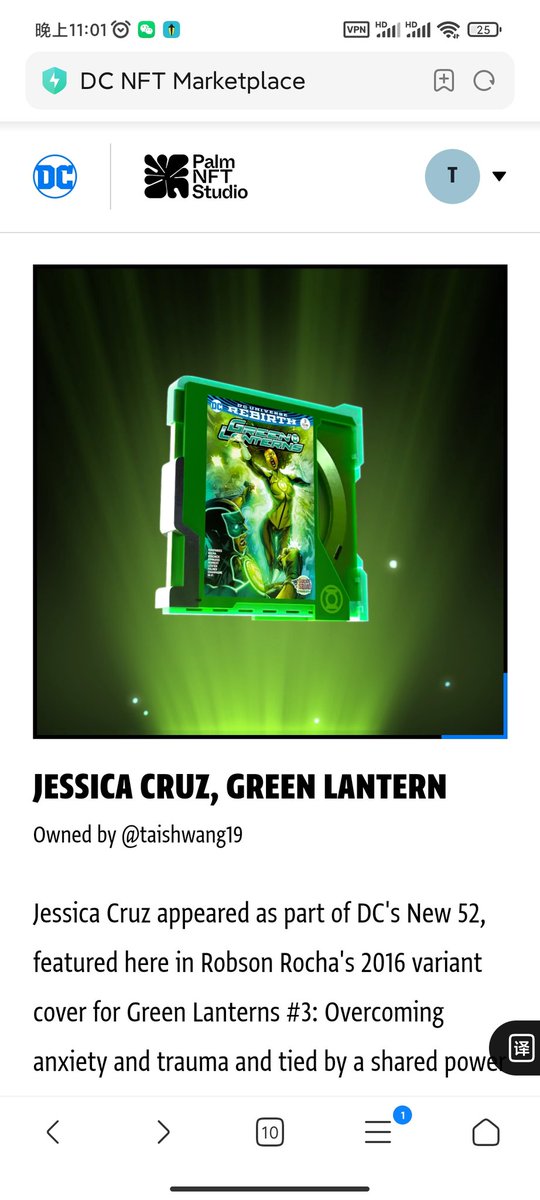 DC just dropped a collection of free NFTs for DC FanDome.lgot
Jessica Cruz,Green Lantern. To get your free NFT,register for DC's FanDome event at
dcfandome.com #DCComicsNFT#DCFanDome