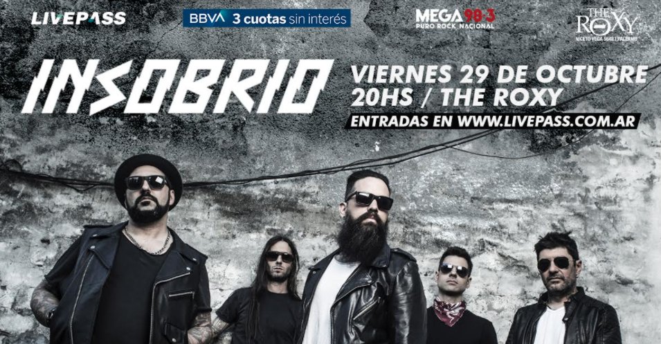 High Noise Music (@highnoise_music) on Twitter photo 🎸 <a href="/Insobrio/">INSOBRIO</a> vuelve a los escenarios!
🗓️ 29 de octubre
📌 <a href="/TheRoxyArg/">The Roxy Arg.</a>
🎟️ <a href="/livepassarg/">Livepass Argentina</a>
Info → highnoisemusic.com/insobrio-vuelv… 🎸 <a href="/Insobrio/">INSOBRIO</a> vuelve a los escenarios!
🗓️ 29 de octubre
📌 <a href="/TheRoxyArg/">The Roxy Arg.</a>
🎟️ <a href="/livepassarg/">Livepass Argentina</a>
Info → highnoisemusic.com/insobrio-vuelv…