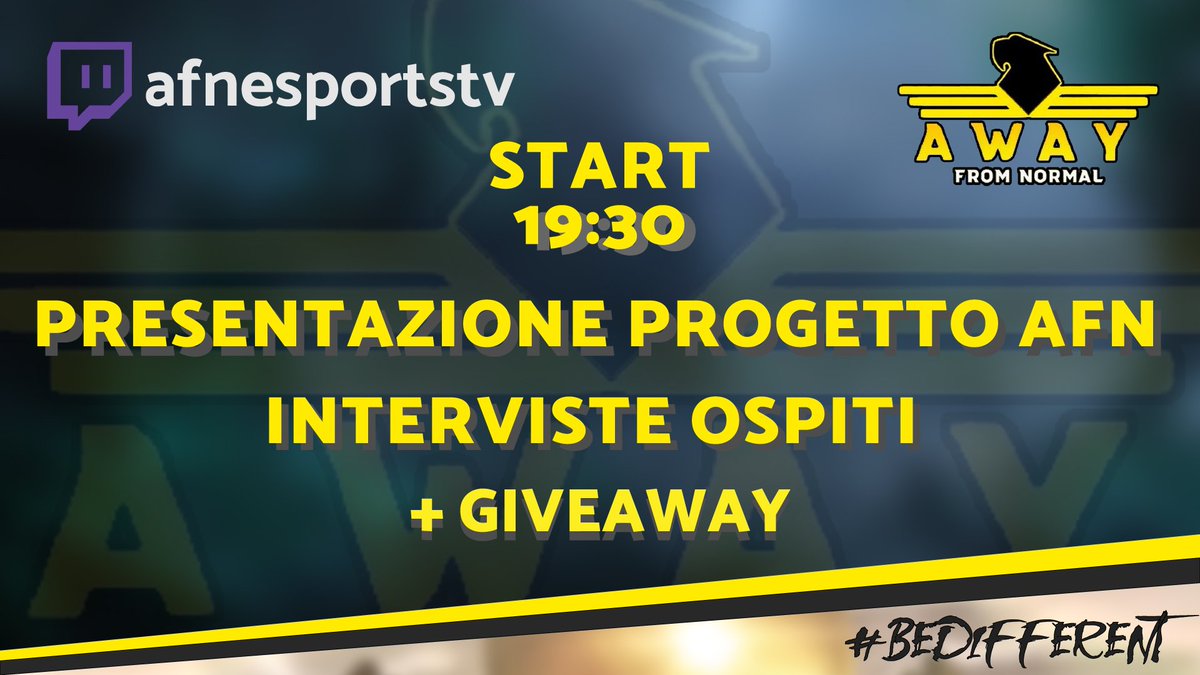 Già... 
anche afn approda sulla piattaforma viola.. 👀

In occasione del prima live, prevista per domani alle ore 19:30, abbiamo da annunciare qualcosa di interessante per tutti voi!

In più qualche approfondimento sul nostro progetto e qualche ospite 🎯

twitch.tv/afnesportstv