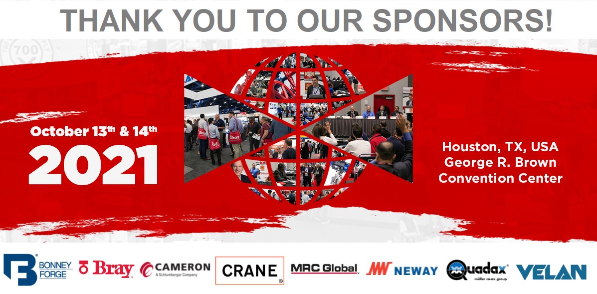 ValveWorldAM's tweet photo. Special thanks to our sponsors of the event! #BonneyForge, @BrayValves , @Cameron_Intl , @CraneChemPharma , @mrcglobal , @NewayValve , #Quadax &amp; @VelanInc . https://t.co/16LPfmqoa3