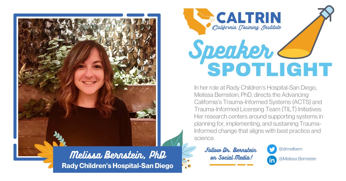 cal_trin's tweet photo. SPEAKER SPOTLIGHT! We're thrilled to have @drmelbern from @radychildrens lead CalTrin's upcoming Trauma, Parenting, &amp; Challenging Behaviors trainings:

✨Focus on School-Age Children on 10/28: https://t.co/7nGApBxfiA

✨Focus on Adolescents on 12/9: https://t.co/mSJLZAf53R https://t.co/1rA3SG97vI