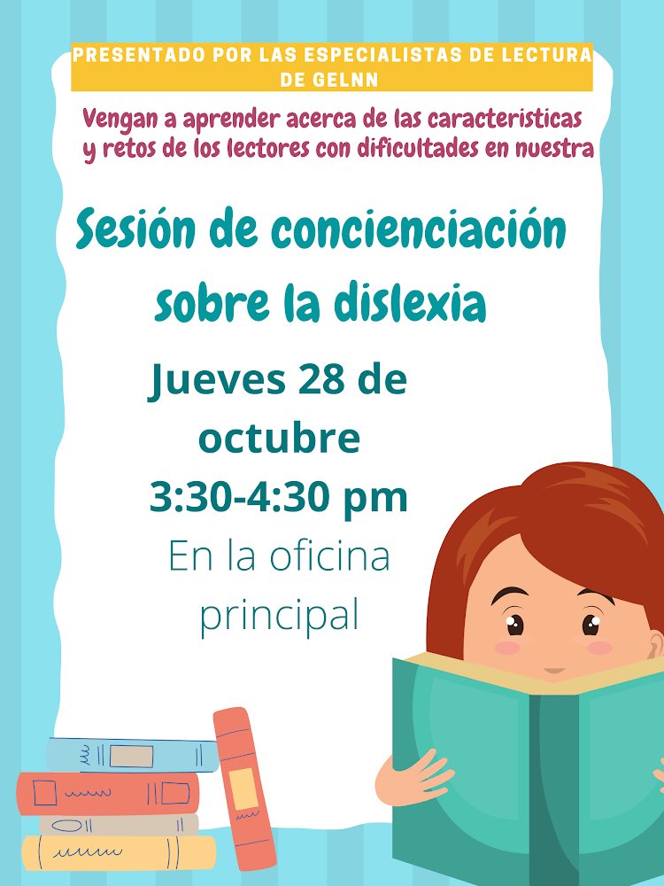 𝙲𝚘𝚞𝚛𝚝𝚗𝚎𝚢 𝙼𝚞𝚗𝚘𝚣 (@courtneymunoz) on Twitter photo Hi Parents ~ Please come join us to find out about characteristics of struggling readers at our Dyslexia Awareness Session - Oct 28, 3:30-4:30 <a href="/NISDGlenn/">Glenn Elementary</a>! 📚 <a href="/SylviaMinton4/">Sylvia Minton</a> <a href="/ReadwRichardson/">Jennifer Richardson</a> <a href="/sruizbil/">Stephanie R Camacho</a> Hi Parents ~ Please come join us to find out about characteristics of struggling readers at our Dyslexia Awareness Session - Oct 28, 3:30-4:30 <a href="/NISDGlenn/">Glenn Elementary</a>! 📚 <a href="/SylviaMinton4/">Sylvia Minton</a> <a href="/ReadwRichardson/">Jennifer Richardson</a> <a href="/sruizbil/">Stephanie R Camacho</a>