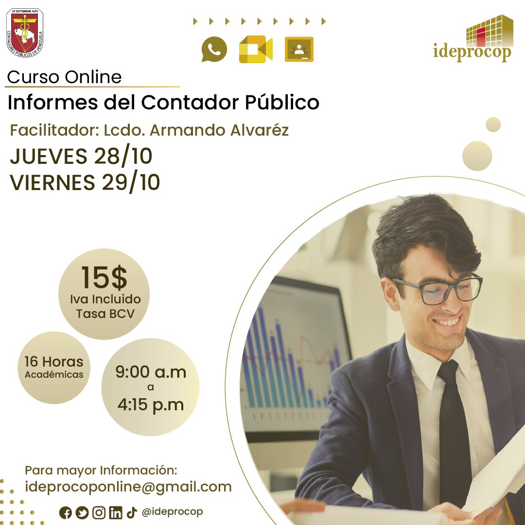Ideprocop's tweet photo. 📍Curso Online: Informe de contador Públicoo.
📜Otorgamos Certificado.
📩ideprocoponline@gmail.com
#caracas #Mesoctubre #ideprocop #cursosonline #contador #contadorpublico #Informedecontador #contaduría #venezuela #aprendizaje #cursoscaracas https://t.co/cZeiF6UGV9