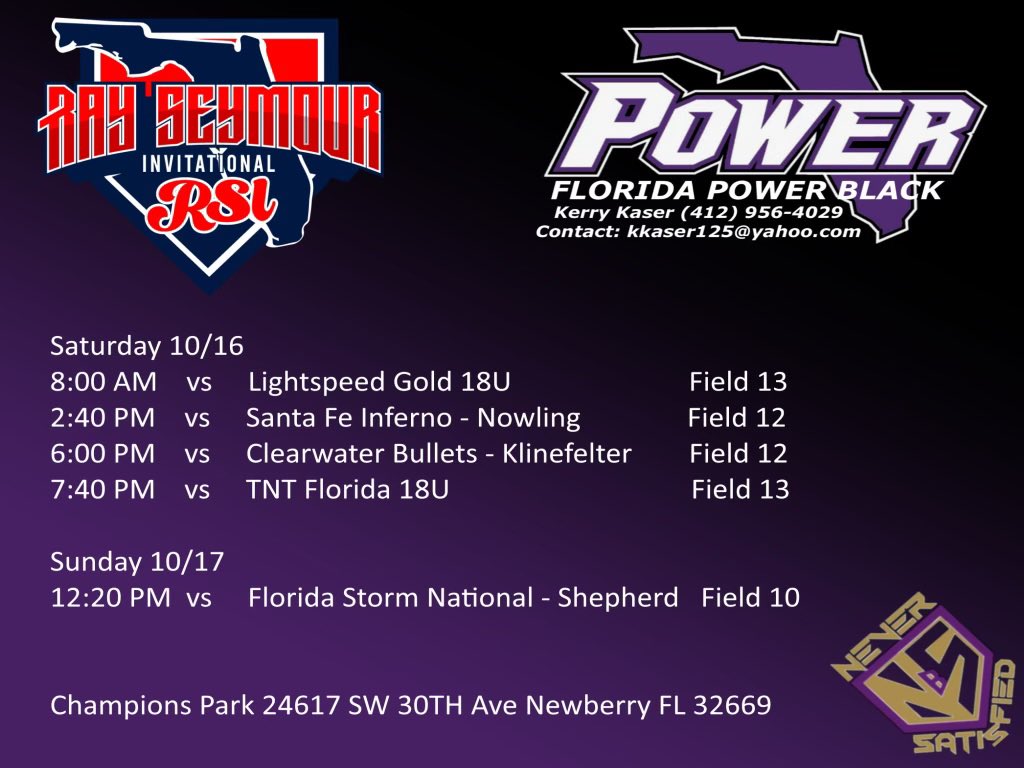 Looking forward to this weekend in Newberry! <a href="/FLPowerBlack/">Florida Power Black</a> <a href="/ConnectSports_/">Connect Sports</a> <a href="/IHartFastpitch/">I❤️Fastpitch</a> <a href="/defo25/">Stephanie DeFeo</a> <a href="/coachangelbrown/">Angel Brown</a> <a href="/ashlieghmclean/">Ashliegh McLean</a> <a href="/CoachBallMalone/">Cindy Ball-Malone</a> @FGCUSBDeiros <a href="/HansonMolls2/">Mollie Hanson</a> <a href="/nat_lopez3/">Natalie Lopez</a> #uncommitted #softball