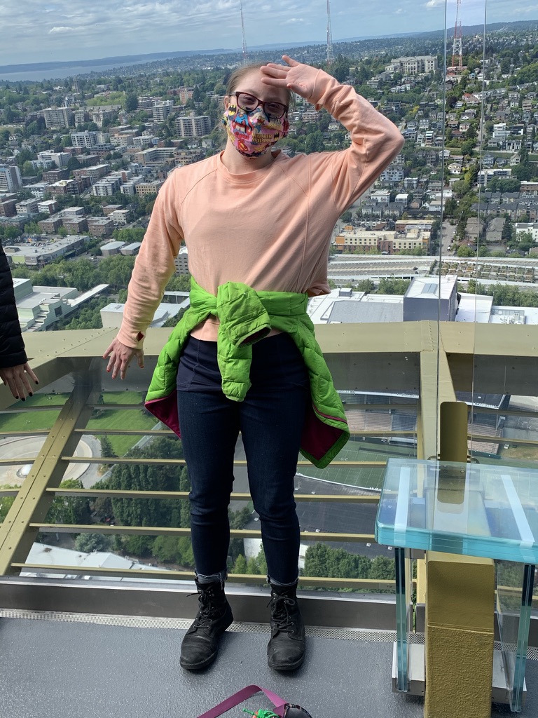 RaiseExpect's tweet photo. After a day of work, we headed to the Space Needle. Dev has a great job contributing to this great city in lots of ways! Celebrate employment as part of a meaningful life! Powered By Inclusion!#NDEAM @NDSC @NDSS #DSWorks #inclusionmatters https://t.co/O9ZLkh64Hu
