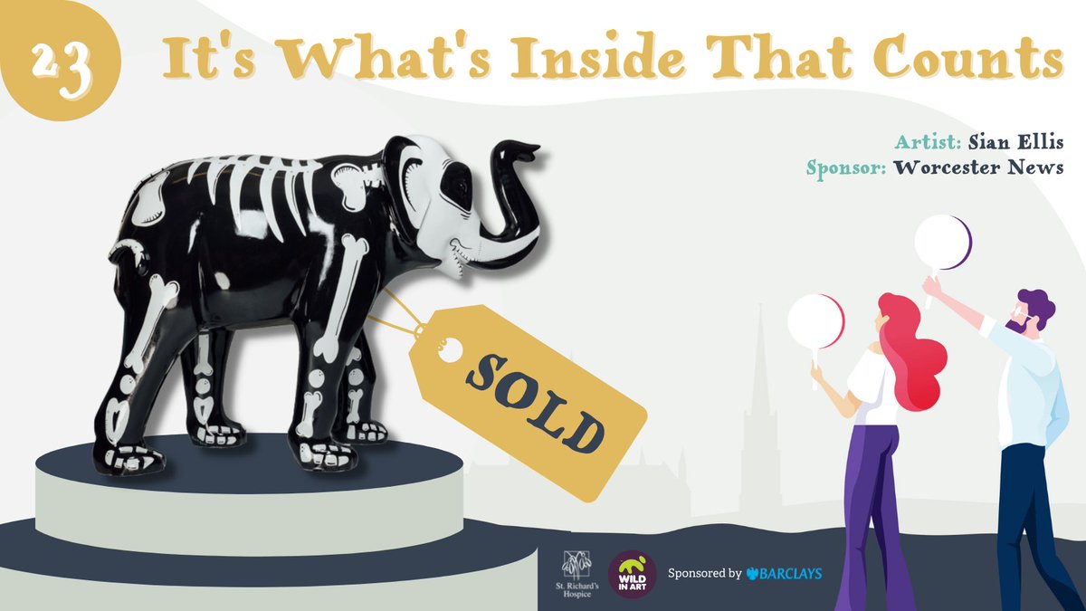 It’s all treats and no tricks from SkELEton sculpture #ItsWhatsInsideThatCounts at LOT 23. Another amazing £20,000 raised for local hospice care thanks to artist <a href="/ThisIsSianEllis/">Sian Ellis</a> and sponsor <a href="/worcesternews/">Worcester News</a> 🐘 #WorcsBigParade