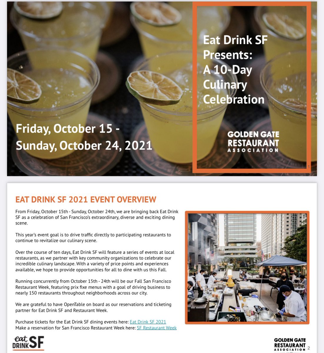 Restaurant Week is back! Starting tomorrow, there’s 10 straight days of the best food and drink SF has to offer. Bring proof of vaccination if you’re dining indoors, or visit one of the new Shared Spaces that have opened throughout the City.
 
More info: sfrestaurantweek.com
