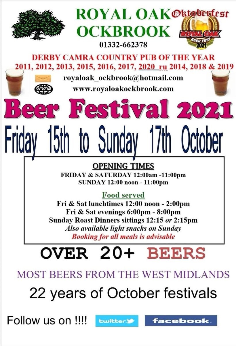 _royaloak's tweet image. Exciting Announcement from @_royaloak one of #CAMRA Golden Award winning pubs. This weekend we open our doors to our annual #beerfestival  featuring #beers from the West Midlands. @NottmCAMRAYM @DerbyCAMRA @AmberValleyCamr @EVCAMRA #ockbrook #borrowash #spondon @CAMRA_Official