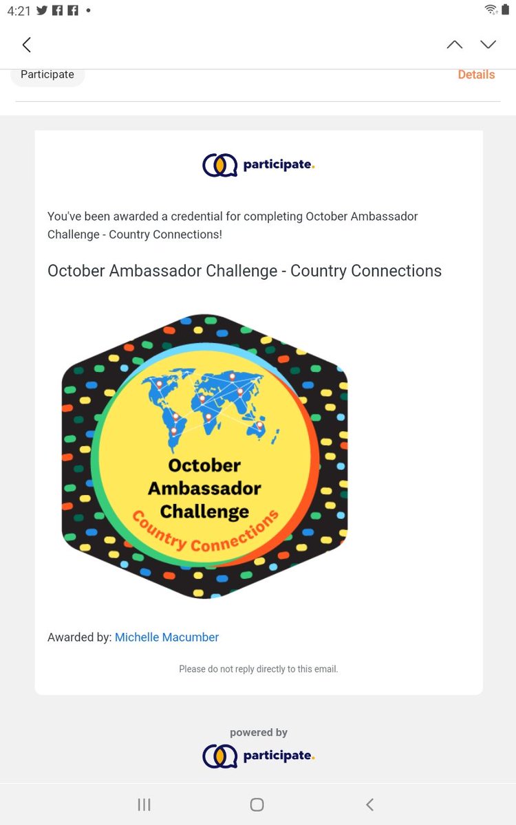 Yay! I got my October badge.... so proud! <a href="/ParticipateLrng/">Participate Learning</a> #unitingourworld #ambassadorteacher