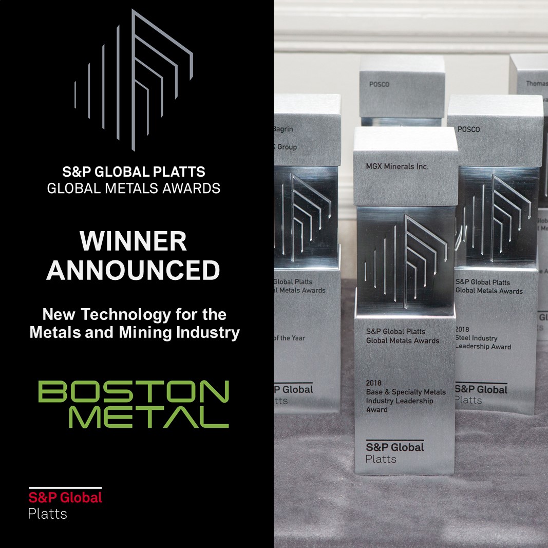 We are pleased to announce that the New Technology for the Metals and Mining Industry winner is Boston Metal. Congratulations!  

#PlattsGMA #Metal #mining