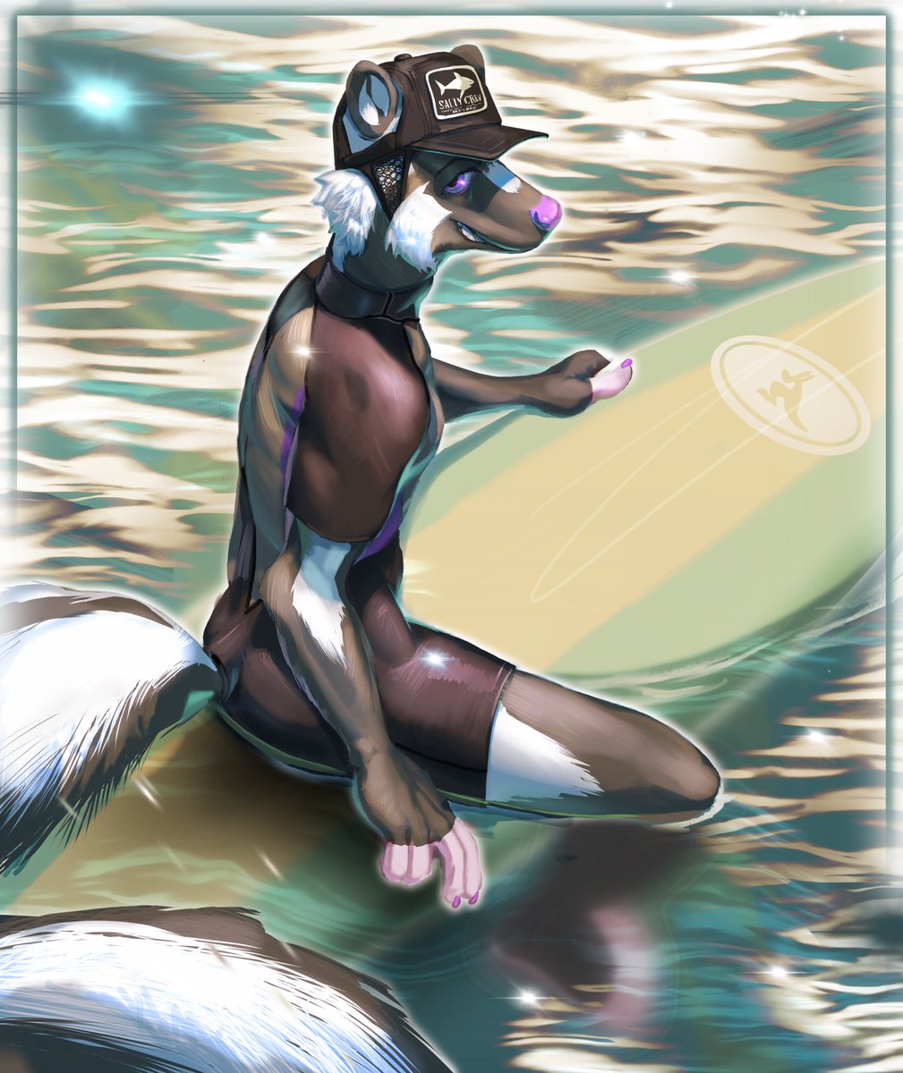 My half of a trade with ⁦@PelziSkunk⁩ !

Awesome artist with a killer range, so excited to get to draw your surfer skunk 😭