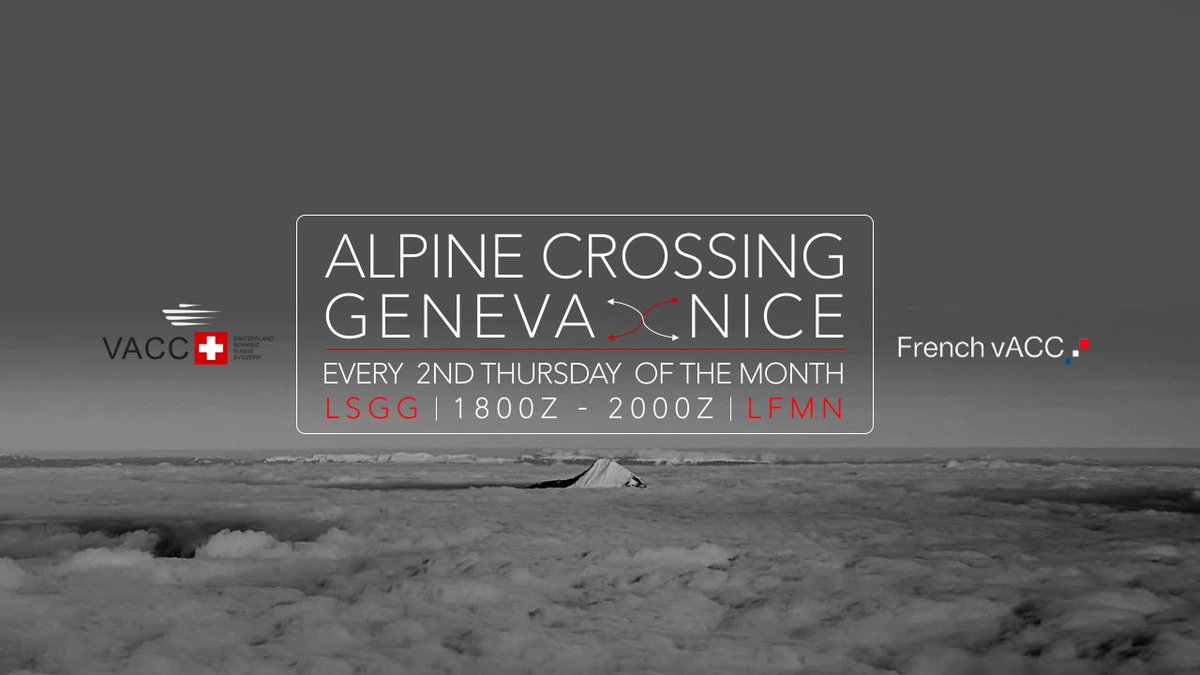vaccswitzerland's tweet photo. Join us together with @vaccfr at Geneva and Nice for the Alpine crossing between 18 and 20z. More infos as always on https://t.co/bOJnYRla6W
See you later! #vatsim #vatsimevents @vatsim https://t.co/EnZMt7wCSL