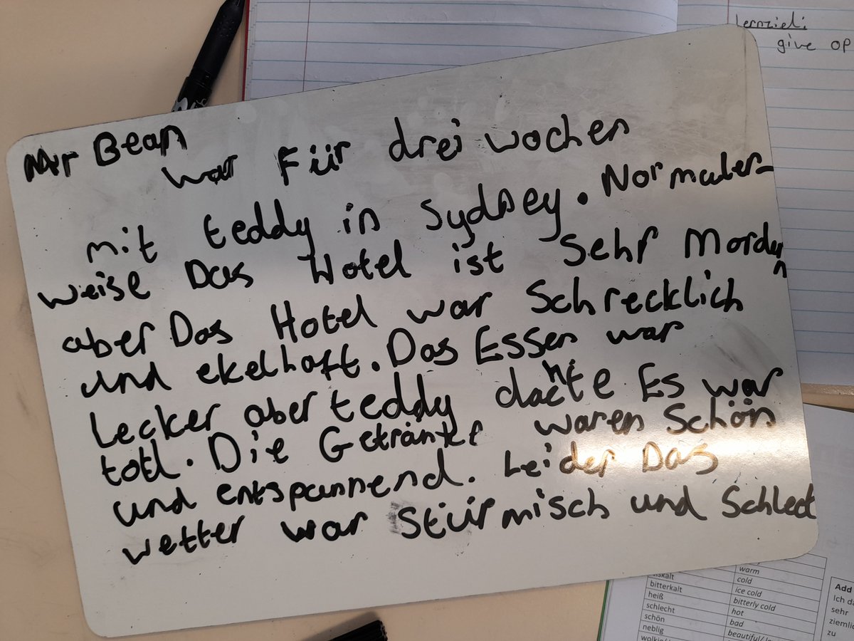 bolhs_mfl's tweet photo. Creative writing from Year 9 German on Mr Bean's holiday using the imperfect tense. Gute Arbeit Klasse 9! 🤩 https://t.co/WfvIsNzcKl