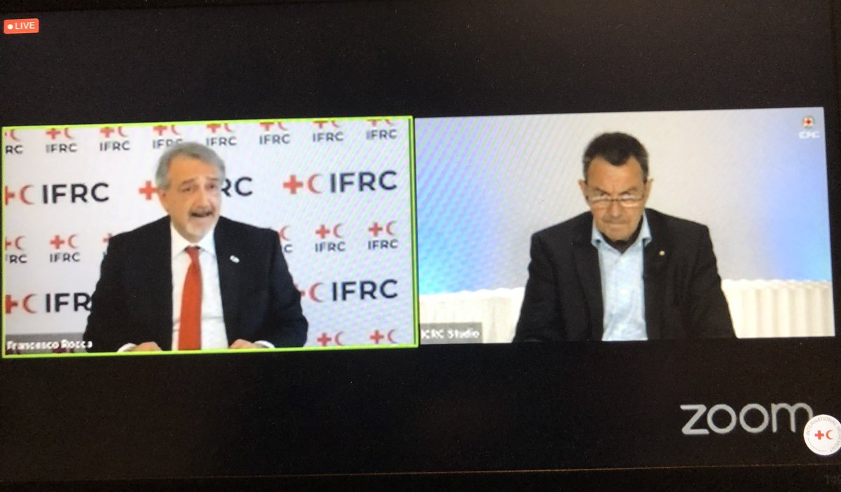 Francescorocca's tweet photo. 3 days of rich discussions, +1000 participants joining every day from 176 countries: these are some of the amazing figures of #PlanetRedSummit. Local actors, like our #RedCross #RedCrescent teams, are critical to face the #ClimateCrisis & #COVID19. Together we are #unstoppable. https://t.co/ZCWCRGznkW