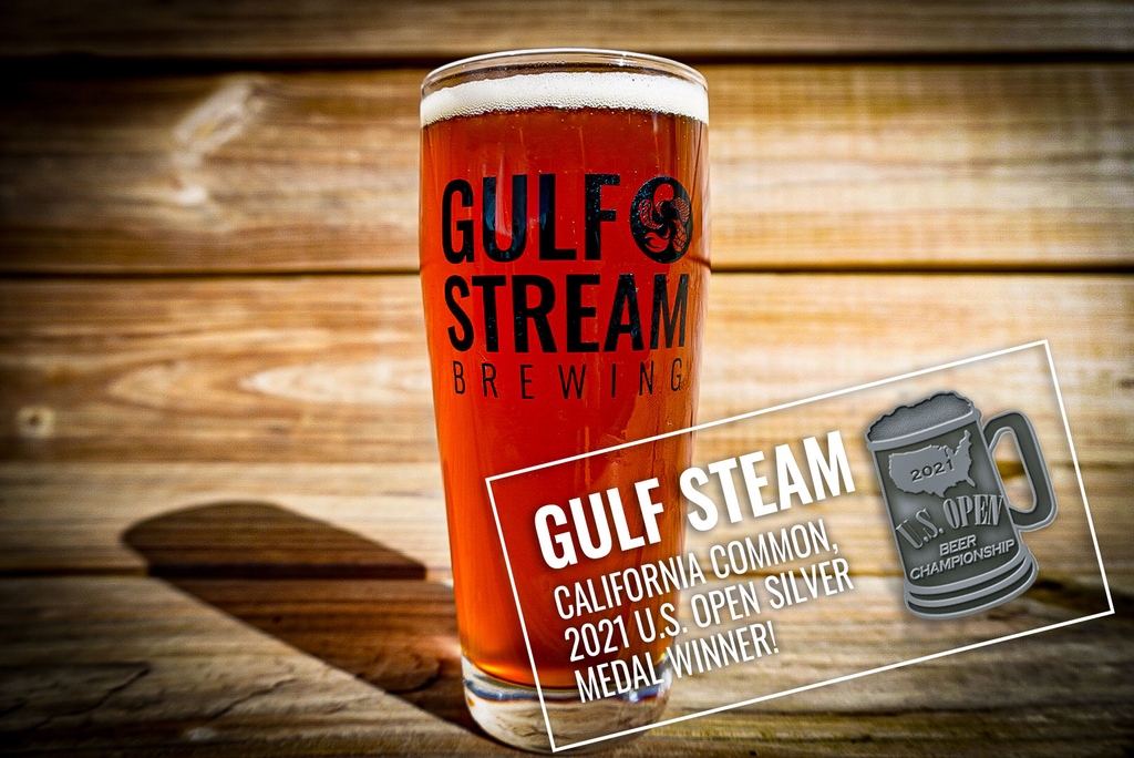 We're stoked to announce that our Gulf Steam California Common won a silver medal at the 2021 @usopenbeerchampionship! We've brewed up a fresh batch and it's back on tap today. Stop by and check it out! 🏆🍺 #usopenbeerchampionship #fortlauderdale #brewery