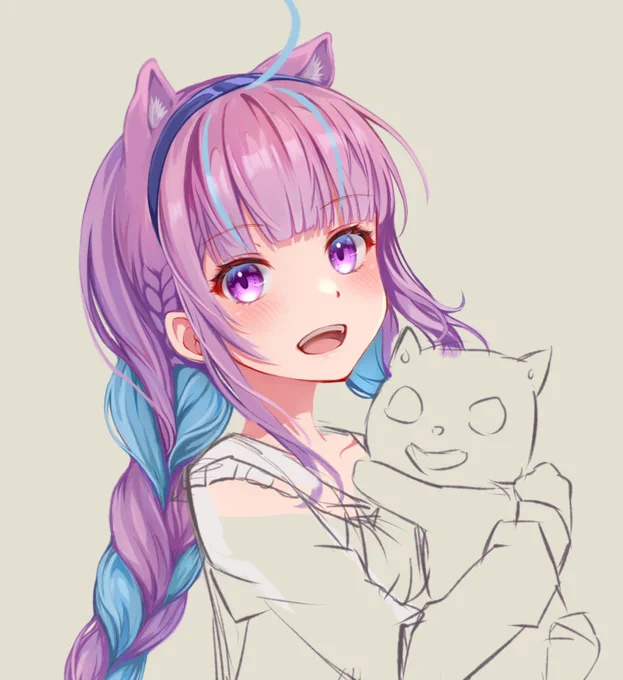 大ラフだけかいて描きたいとこから描いてくのかなりたのしいwip🥰 