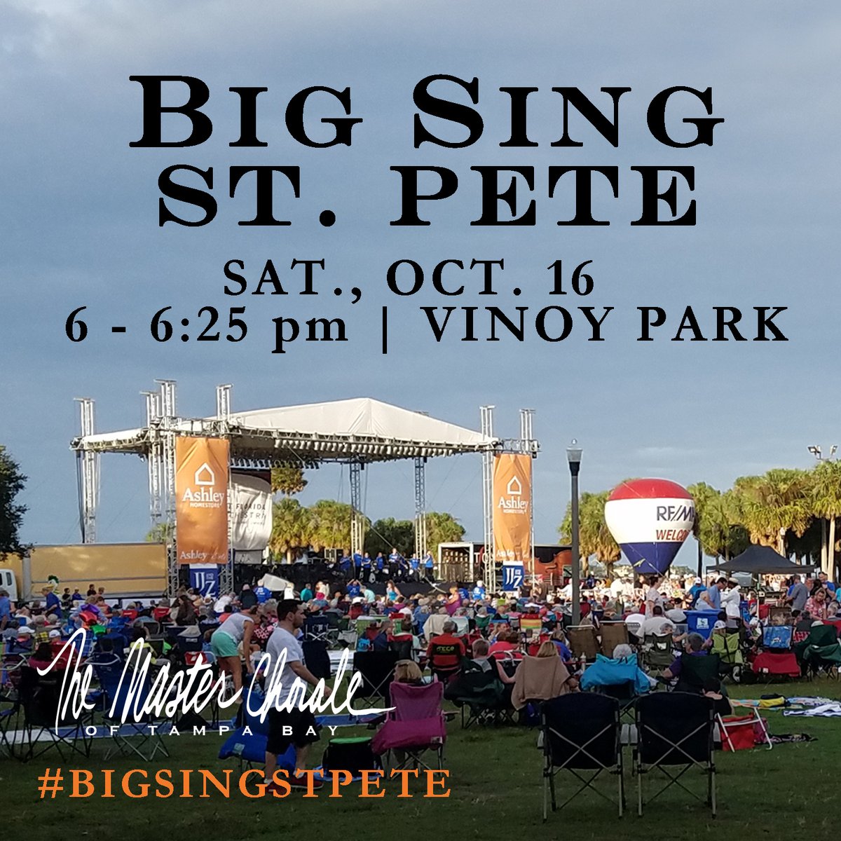 BIG SING ST. PETE is BACK! This Saturday 6-6:25pm at Vinoy Park - Fun FREE Outside - Stay for <a href="/FlaOrchestra/">Florida Orchestra</a>'s Pops in the Park concert at 7! Bring food for Tampa Bay Harvest's annual food drive #BIGSINGSTPETE #Ilovetheburg #stpete #vinoypark INFO: masterchorale.com/big-sing.html