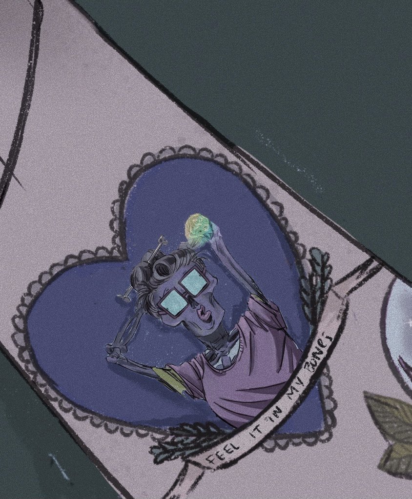lisamantonArt's tweet photo. It’s gonna be a good day I can “feel it in my bones 🦴 “ 

Yesterday I was finishing tattoos on another drawing, got distracted and couldn’t resist popping Skellie in to this one for fun! #monstersbash #halloween2021 

@MonstersBash 💕🦴 https://t.co/z3PbyTVeTQ