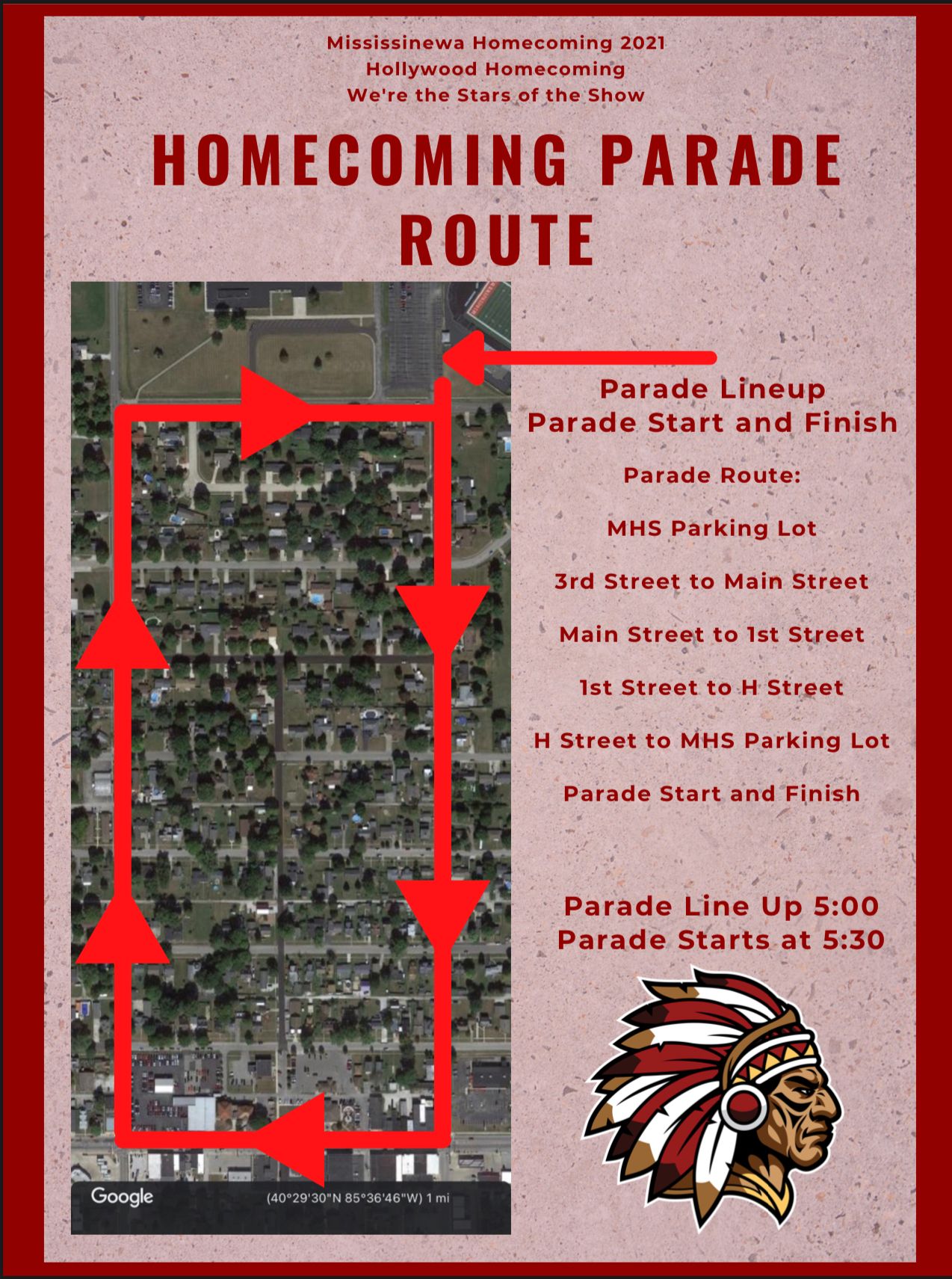 Mississinewa Schools on Twitter "Mississinewa Parade Route