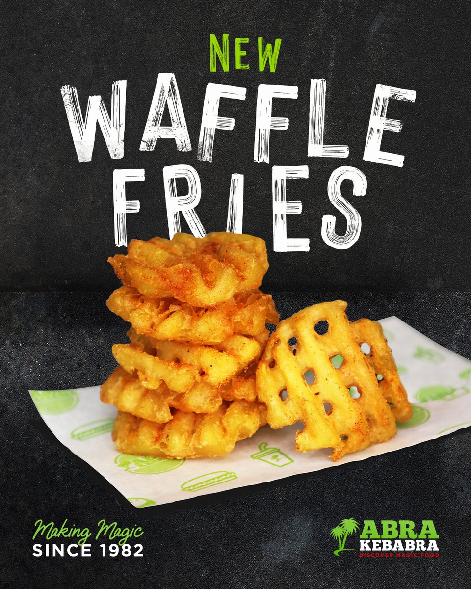 Are you waffling on again?! 🗣

Introducing our crispy new Waffle Fries, get them today from your local Abrakebabra! 🍟

#Abrakebabra #DiscoverMagicFood #WaffleFries #New