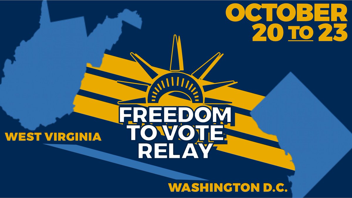 DFADCoalition's tweet photo. We need to pull out the stops to get the #FreedomToVoteAct across the finish line. That’s why we’re joining together to travel from West Virginia to DC to demand the Senate act. Join us: https://t.co/M5hg7GiSZW https://t.co/qQlf9XDbQ1