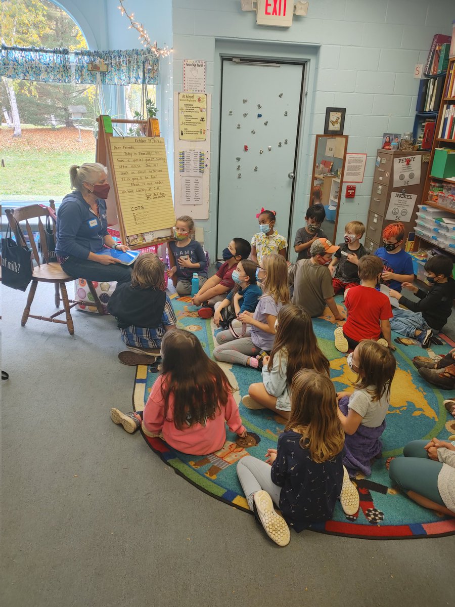 SchoolWolcott's tweet photo. Katie Black from UVM teaching K-2 kids how to eat healthy https://t.co/XRytkJu2HX