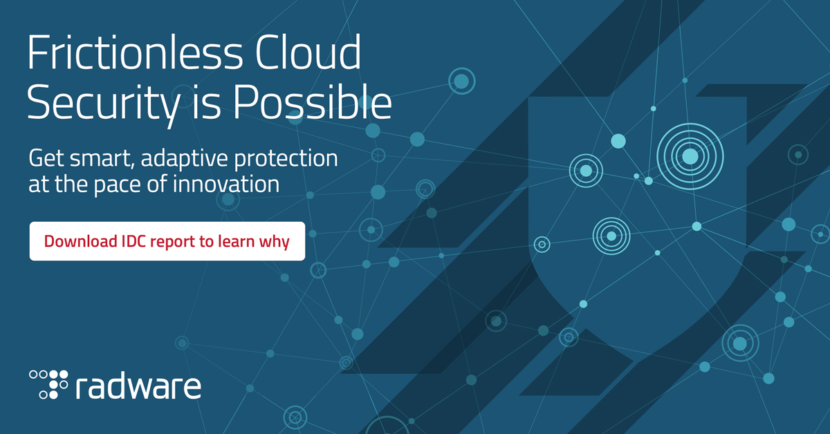 radware's tweet image. Frictionless cloud security is possible. Get smart, adaptive protection at the pace of innovation.  Download IDC report to learn why  👉 ow.ly/v4rB50GrzbE #frictionlesssecurity #applicationsecurity #cybersecurity