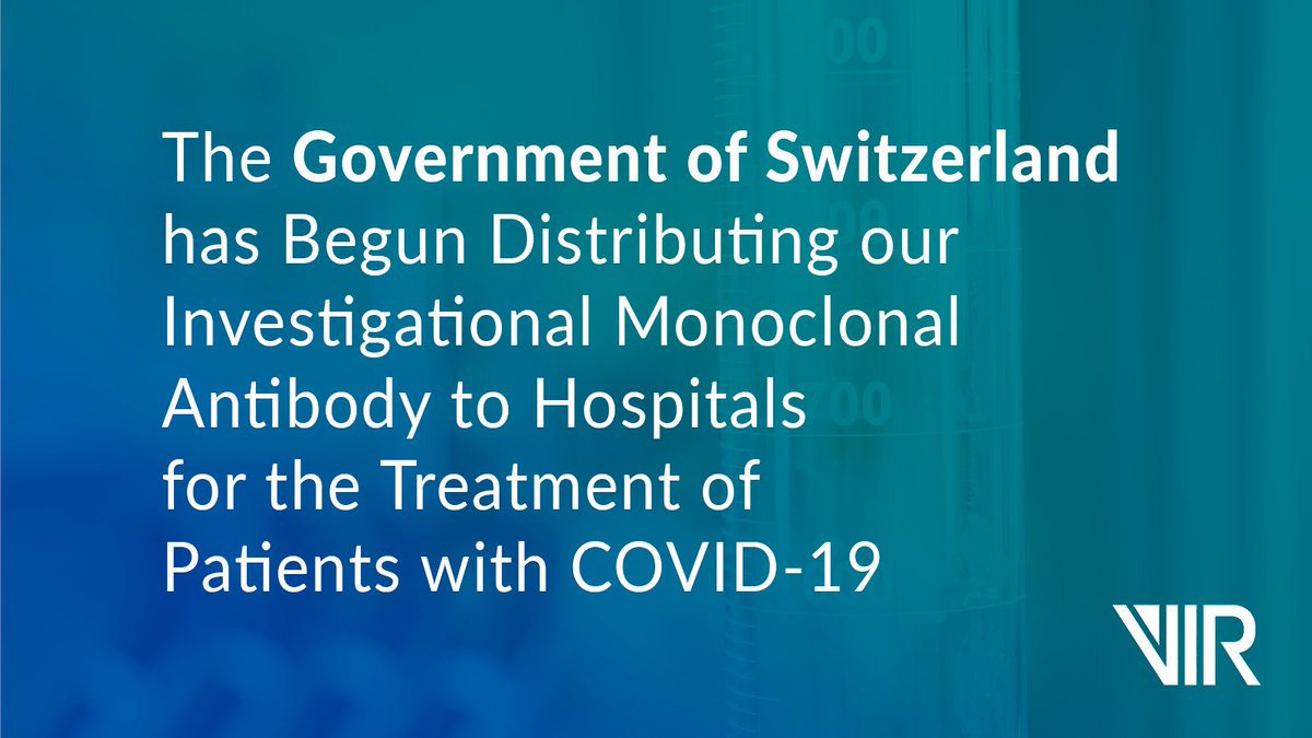 Vir_Biotech's tweet photo. We’re both proud and thrilled that our investigational #COVID19 monoclonal antibody is now available to patients in Switzerland, the country from which it originated. Congratulations to our Humabs team in Bellinzona! We’re grateful for all of your efforts. https://t.co/yqnJkjj8TS