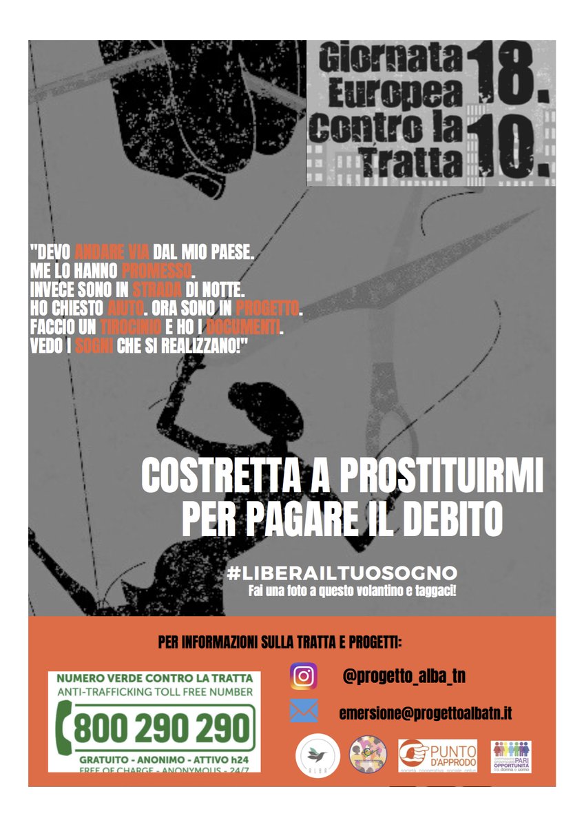 Cinformi's tweet photo. Quindicesima Giornata Europea contro la #Tratta.
18 ottobre, Progetto Alba #Trentino invita a ricordare le vittime; ecco le iniziative.
👉👉👉https://t.co/72TRYIfXPL
@antitratta https://t.co/hLWSwqpcf5