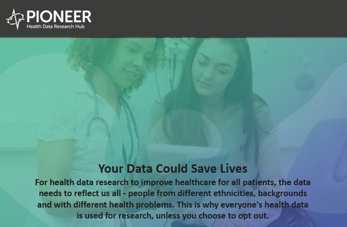 #DataSavesLives | We know #healthdata is hugely powerful in improving outcomes for patients, but we understand that data use is a complex topic. We want to inspire confidence, so we've launched a 🆕 info portal to explain all things data research > pioneerdatahub.co.uk/your-data-coul… @HDR_UK