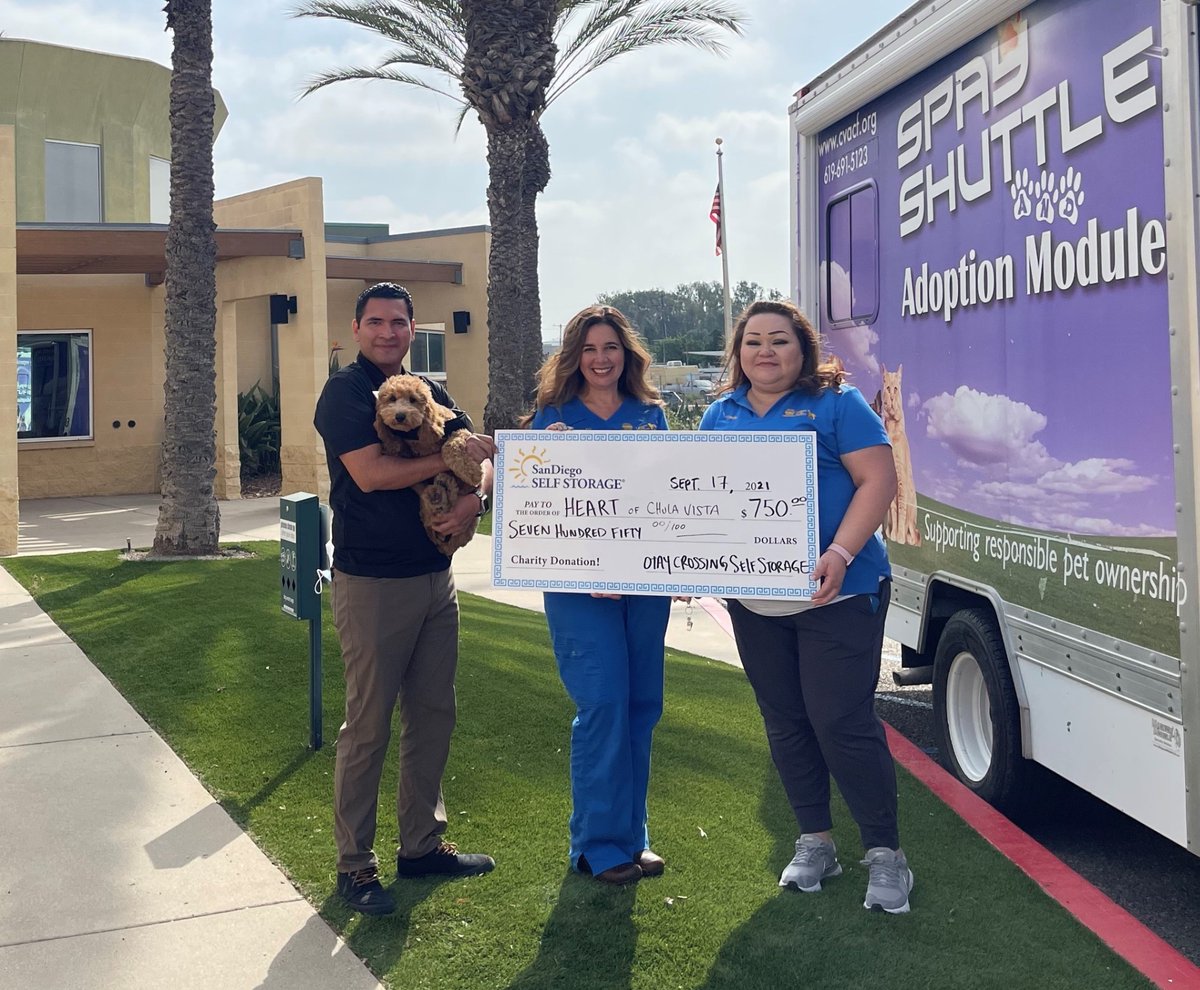 Our Otay Crossing Self Storage location chose “Help and Education for Animal Responsibility Team” (H.E.A.R.T) of Chula Vista for their 2021 annual charity donation. #localcharity #givingback #communityinvolvement