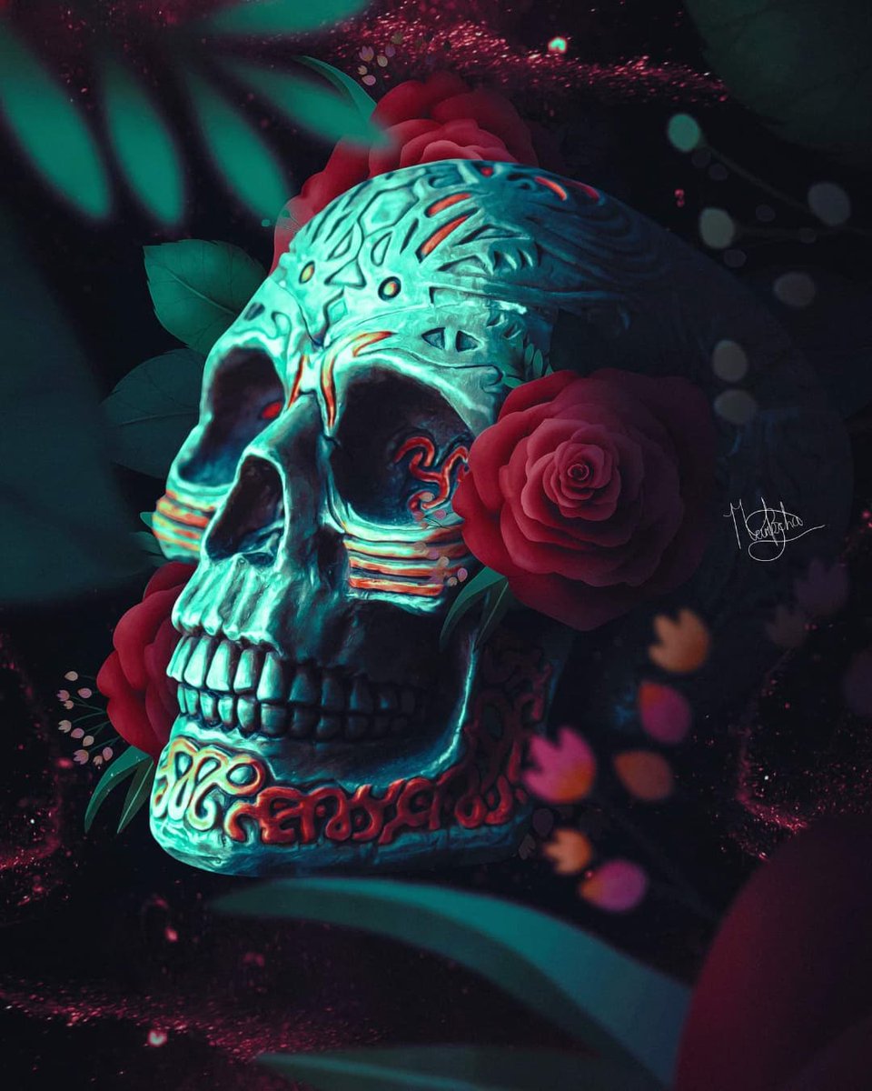 wacom's tweet photo. We love this carved Dia de los Muertos style calavera created by @MarischaBecker, titled "Remember" and clearly made with love and attention to detail. 🌹 💀 💚
#photoshop #Editvisual #surrealismworld #madewithwacom #diadelosmuertos #dayofthedead https://t.co/8U2ip4ehsE