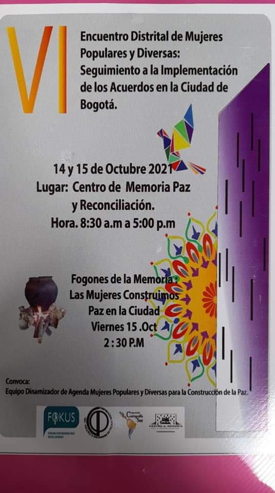 CpcCentro's tweet photo. El día de hoy nos encontramos en el @centromemoria  en el Encuentro Distrital de Mujeres Populares y Diversas.
Durante la jornada se está realizando una lectura de contexto nacional y local, haciendo seguimiento a la agenda distrital de paz.@FokusenColombia https://t.co/QzYxaJVZeh