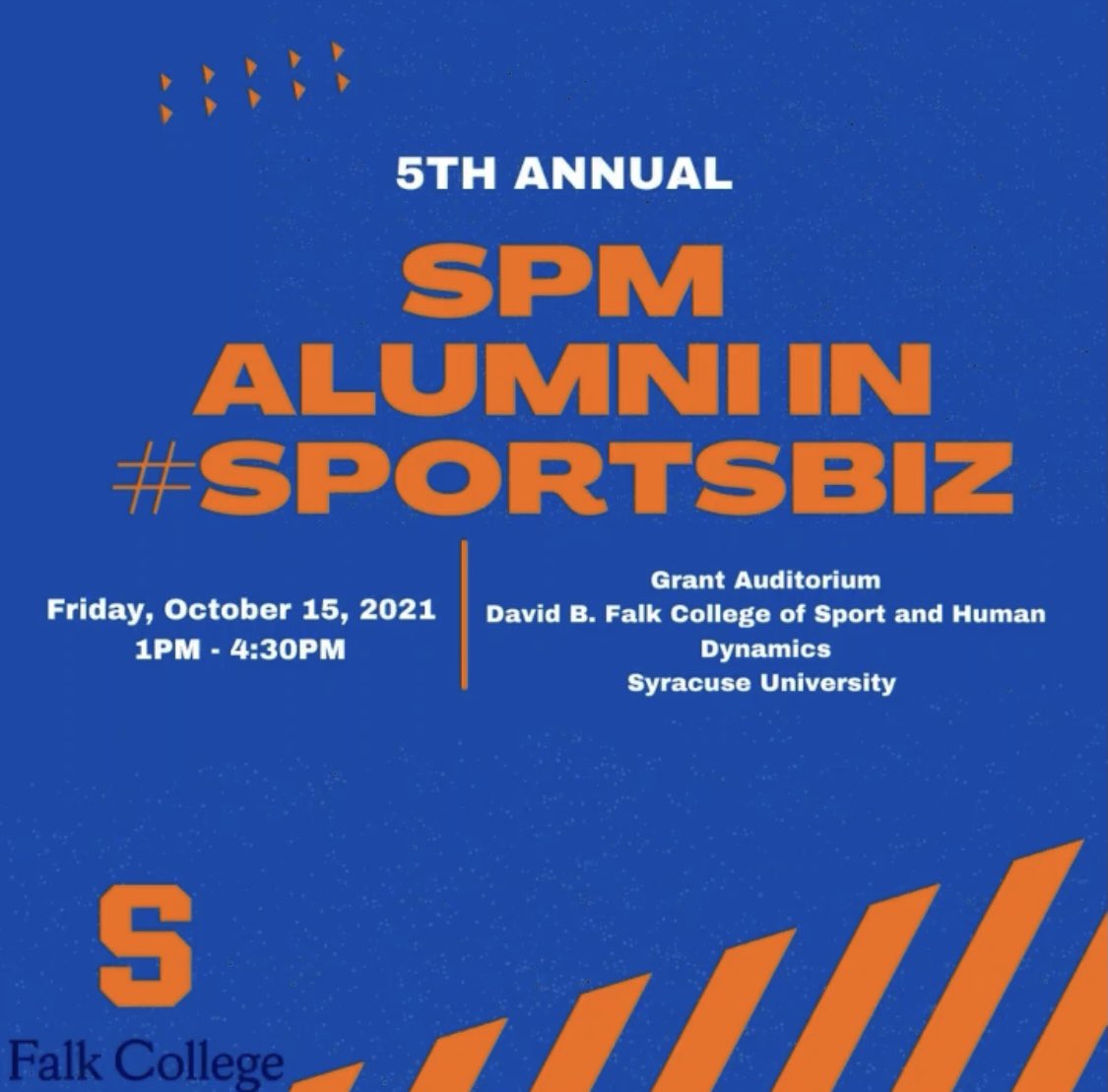 We are officially less than 24 hours away from the SPM Alumni Event! Can’t wait to see everyone tomorrow!! 

⏰ 1PM
📍Grant Auditorium, Falk 

#sportsbiz #womeninsports @syracuseu <a href="/SUFalkCollege/">Falk College of Sport</a> <a href="/SUSportMgmt/">SU Falk Sport Mgmt</a>