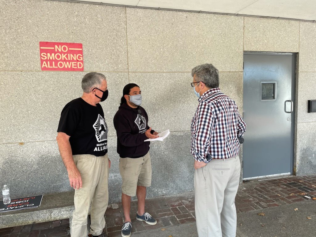 Today @mainepeople members delivered hundreds of petition signatures asking @SenAngusKing to support a robust #BuildBackBetter bill for care, climate, & citizenship. It's time to save ourselves, together. #WeAreHome #citizenshipNOW