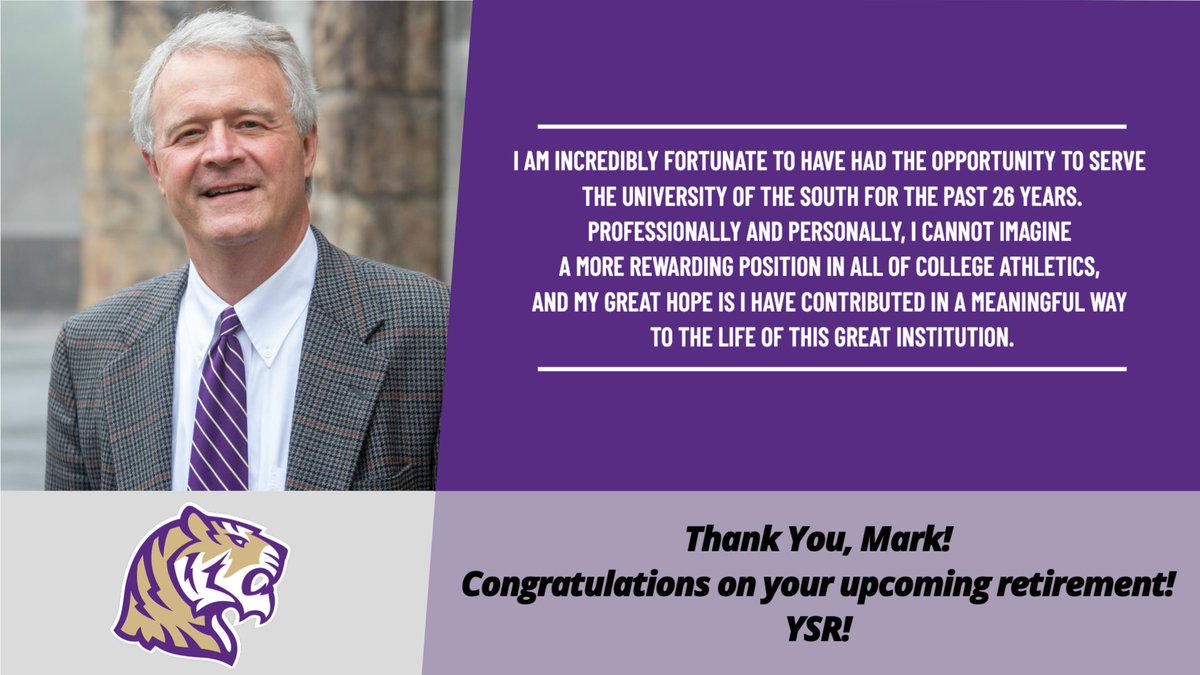 Sewanee Athletics (@sewaneetigers) on Twitter photo Mark Webb to Retire as <a href="/univofthesouth/">Univ of the South</a> Director of Athletics
RELEASE: bit.ly/3FJ8CEi
#YSR | #EQB Mark Webb to Retire as <a href="/univofthesouth/">Univ of the South</a> Director of Athletics
RELEASE: bit.ly/3FJ8CEi
#YSR | #EQB