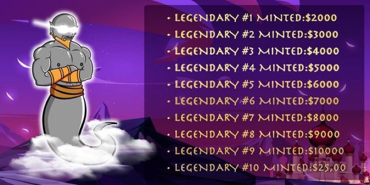 🍀 A LOTTERY NFT WITH AN OPPORTUNITY TO WIN THE JACKPOT! 🪄 

⏳UI will be revealed tomorrow 10/14 at 12:00 PM EST.⏳

MINT PRICE:
0.03 FOR THE FIRST 1000
0.05 FOR THE NEXT 4000
0.08 FOR THE NEXT 1000
0.1 FOR THE NEXT 666

Join; discord.com/invite/2K45CVMV
Follow; <a href="/GenieQuestNFT/">GenieQuestNFT</a>