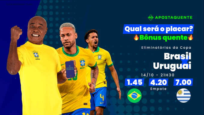 ⚠️ Hoje tem jog&atilde;o pelas #Eliminatorias e B&Ocirc;NUS QUENTE na &aacute;rea! Acerte o placar do jogo do #Brasil contra<a href="/tag/eliminatorias"class="tags">#Eliminatorias</a><a href="/tag/brasil"class="tags"><span>#brasil</span></a><a href="/tag/uruguai"class="tags"><span>#uruguai</span></a><a href="/tag/sintaocalor"class="tags"><span>#sintaocalor</span></a>