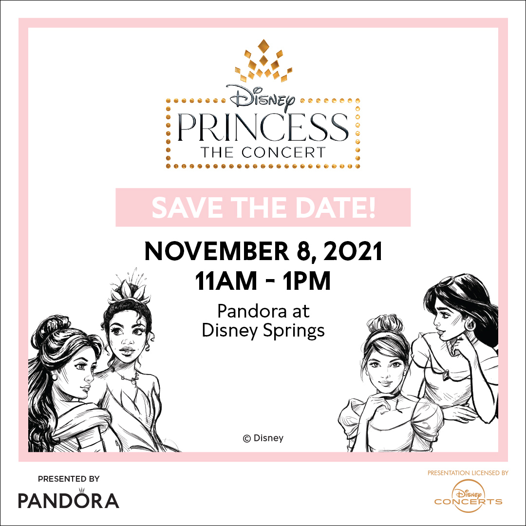 DisneySprings's tweet image. Save the date to meet Disney Princess – The Concert cast Susan Egan, Courtney Reed, Anneliese van der Pol, and Syndee Winters on Nov. 8 at @PANDORA_NA at @DisneySprings from 11 am-1 pm. Virtual queue begins at 9:15 am on a first come, first serve basis. More details coming soon.