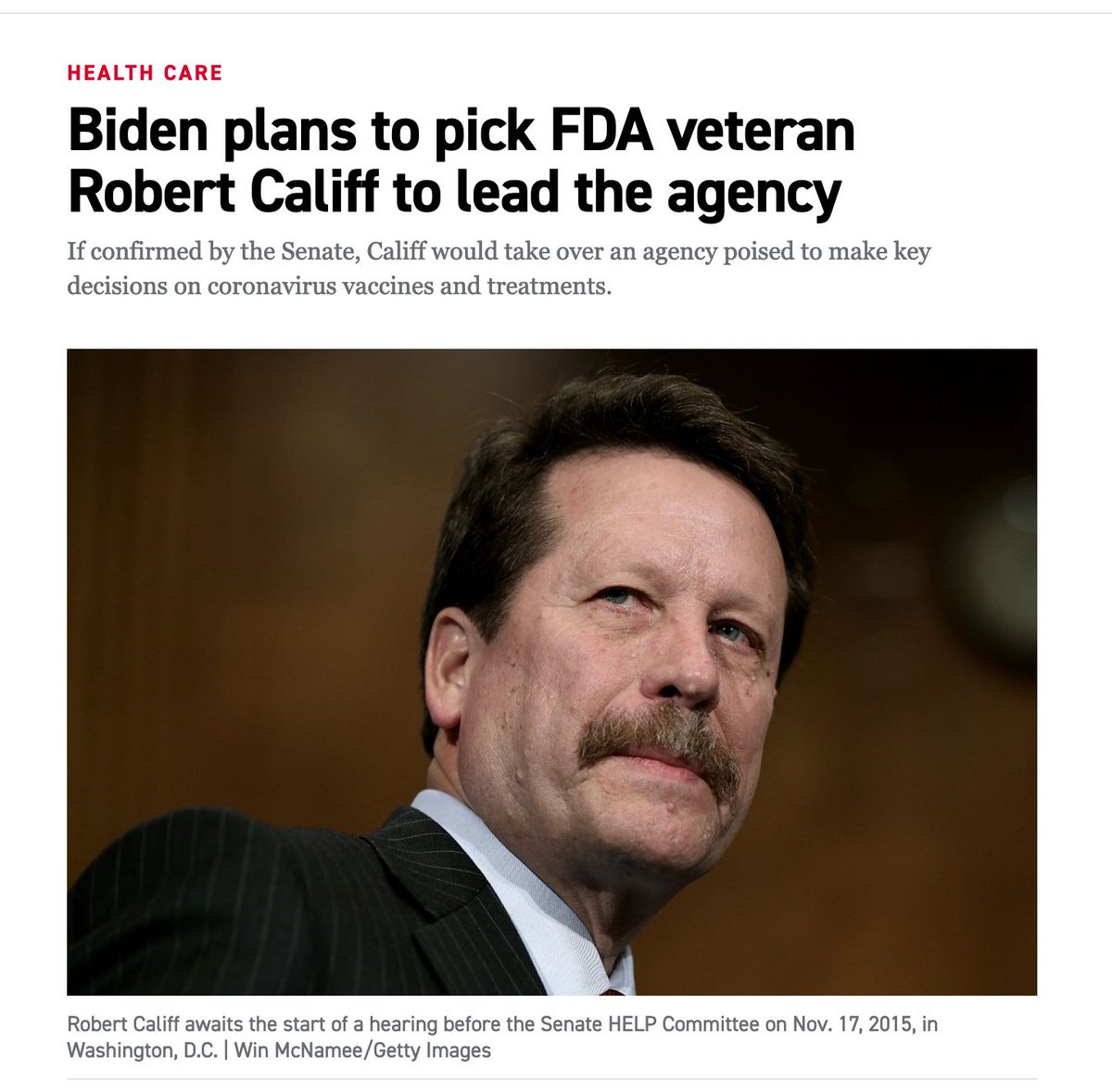 This is the best news ever… @califf001 to be nominated (again) to be Commissioner of @US_FDA; he did a remarkable job in an all to brief tenure. Has the vision, experience, and disposition to run the complex agency. And work to complete on what he did for RWE. @POTUS