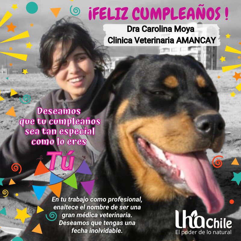 lha_chile's tweet photo. ¡FELIZ CUMPLEAÑOS!
Dra @carolamoya_vet en la clínica @vet_amancay en La Serena Coquimbo

Deseamos que sea una fecha inolvidable y de mucha felicidad para ti 🎂🎊

#vet #happybirthday #cumpleañosfeliz #veterinaria #clinicaveterinaria #laserena #laserenachile #laserenacoquimbo https://t.co/6kp2z86QfE