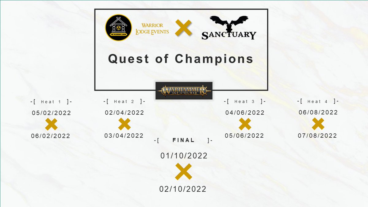 5 event AoS series anyone? We will be running our first AoS championship series at @Sanctuaryplay 2000pts 48 players each heat Top 12 players from 4 heats will qualify for the final! Tickets will be on sale mind Nov 2021 Contact us for more details! #Warmongers #aosevents