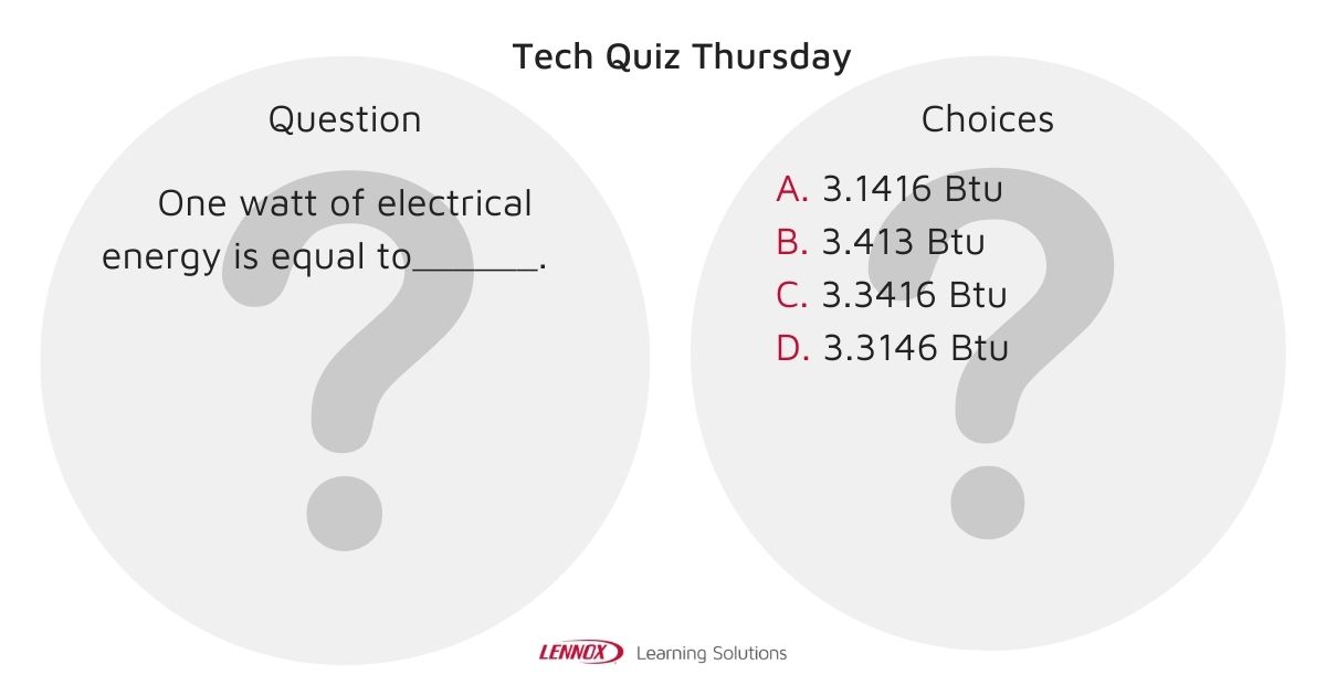 HVAClearning's tweet image. It&apos;s time for #TechQuizThursday! You&apos;ve got this! Drop your answer in the comments! #TechQuizzes #Lennox #HVAC