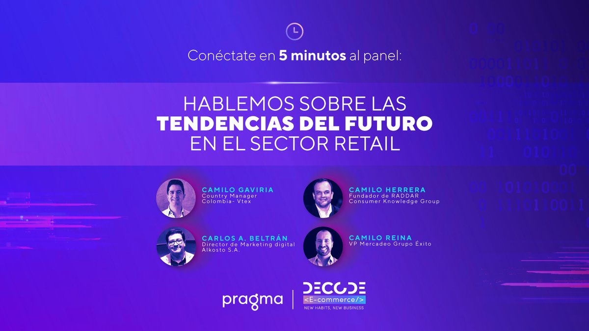 SomosPragma's tweet photo. En #DecodeEcommerce pronto hablaremos de las futuras tendencias del #Retail. Con @CamiloGaviria_
@CamiloReina @consumiendo ¿Nos acompañas?
Te puedes unir en este enlace: https://t.co/qVxaXCeyXY https://t.co/eByri2ad5v