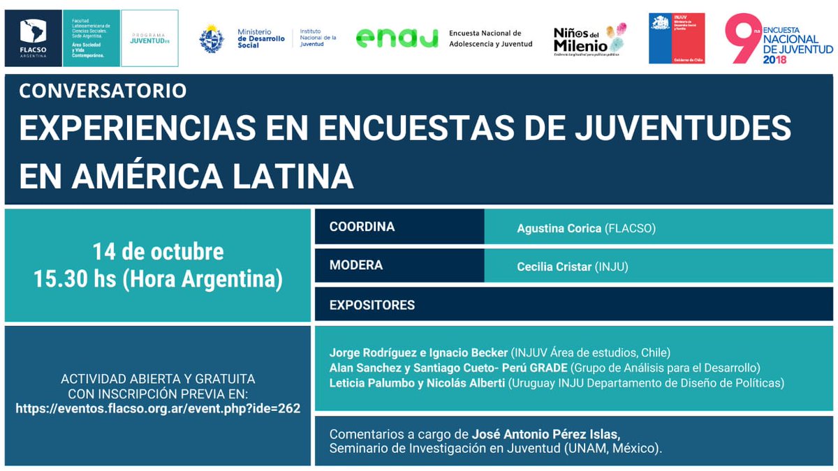 🔴 Hoy a las 15:30, Ignacio Becker y Jorge Rodríguez, sociólogos de INJUV, participarán del conversatorio "Experiencias en Encuestas de Juventudes en América Latina"🌎 organizado por <a href="/FLACSOARGENTINA/">FLACSO Argentina</a>.

Sigue la transmisión en 👇 
youtube.com/watch?v=tsxdRk…