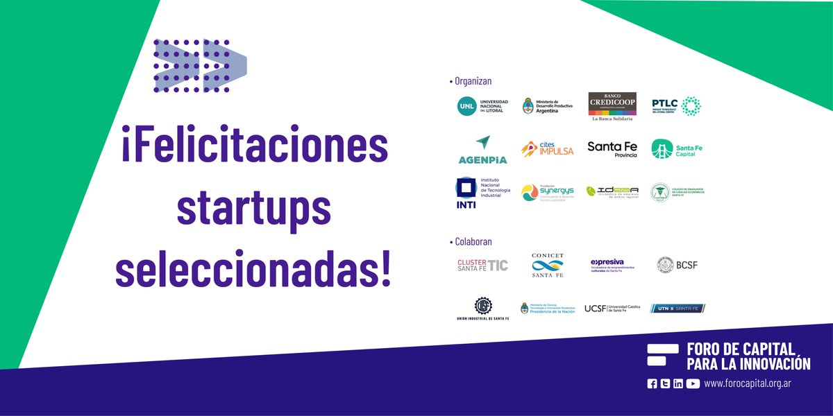 Foro_de_Capital's tweet photo. ¡Conocé las nuevas #startups que se unen al #ForoDeCapital! 🤩 🙌🏽

👉🏽De las 19 startups que se inscribieron en la #convocatoria, 6 fueron seleccionadas para participar. https://t.co/qKSJbYd7NR