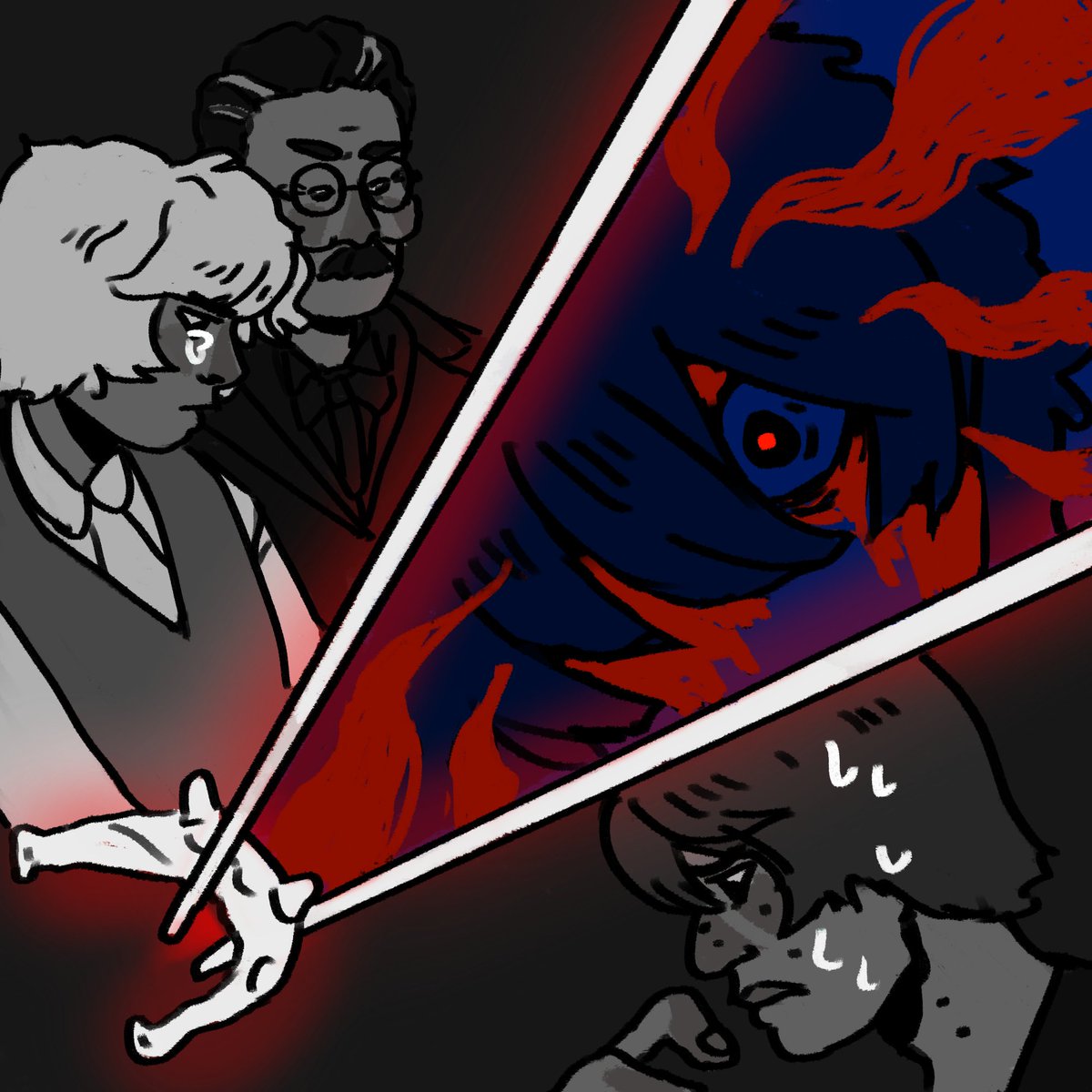 secondhand80s's tweet photo. this is EXTREMELY LOOSELY for @deathnotetober day 14. the prompt was “church” and i actually wrote a fic for it! this is just an illustration of a few key moments from it. if you want to read it, a link will be in the replies! https://t.co/qLDomVhn8P