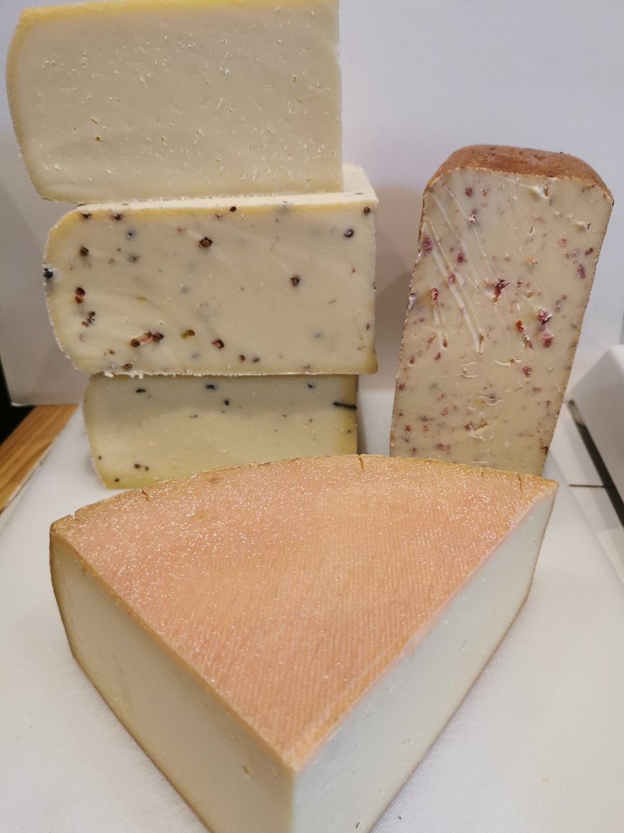 The raclette is back at the Cheezelo cheese shop counter, also to order online for nationwide delivery! Choose from French or Swiss Raclette! Nature, Truffle, garlic, chilli, peppercorn, smoked bacon! It's cheese time 🧀