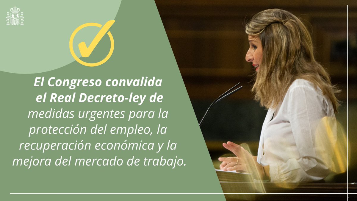 ✅ El Congreso ha dado luz verde al Real Decreto-ley que prorroga los ERTE e introduce medidas decisivas en la protección del empleo.

Mi agradecimiento a los grupos parlamentarios que han puesto en valor, con su apoyo, los frutos del diálogo y acuerdo con los agentes sociales.